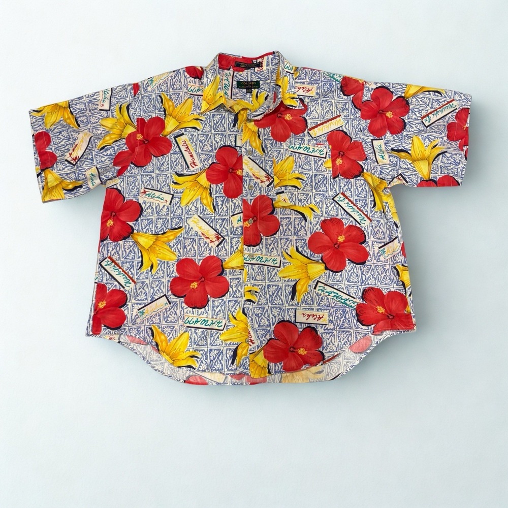 Vintage 90s Alexander Julian Colours Floral Hawaiian Shirt Men XL Button Up - Picture 3 of 11